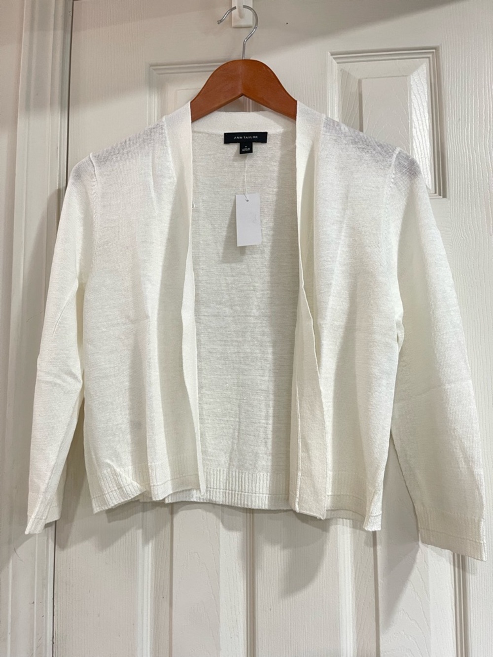 Ann Taylor Ivory Open-Front Women's Cardigan